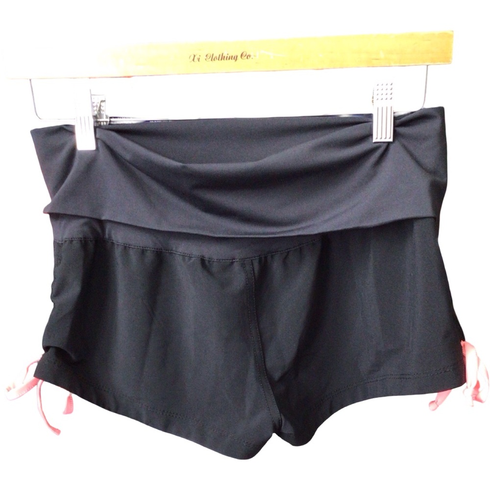 SOLD Roxy Black Fold Over Athletic Shorts with Pink Accents